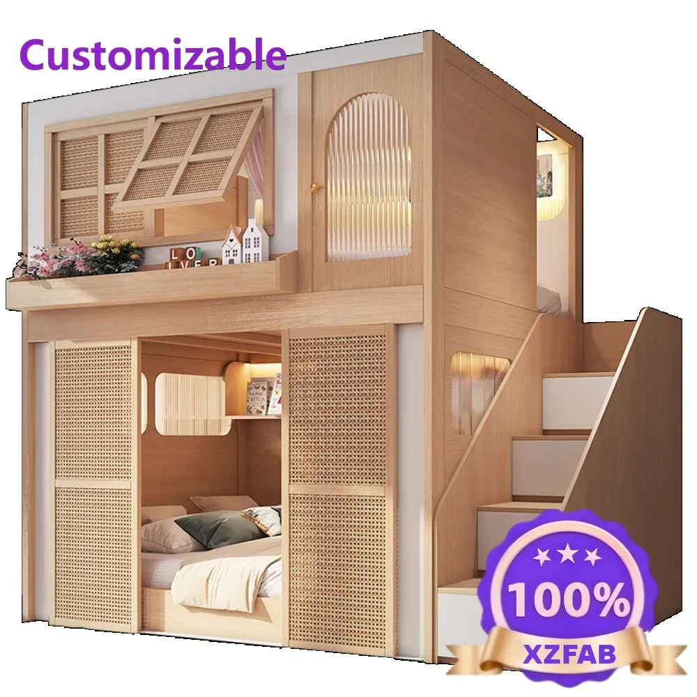 Factory Direct 2026 Bunk Bed with Separate Privacy Areas for Brother & Sister, Double Layer Bed for Adults, Noise-Free Partition