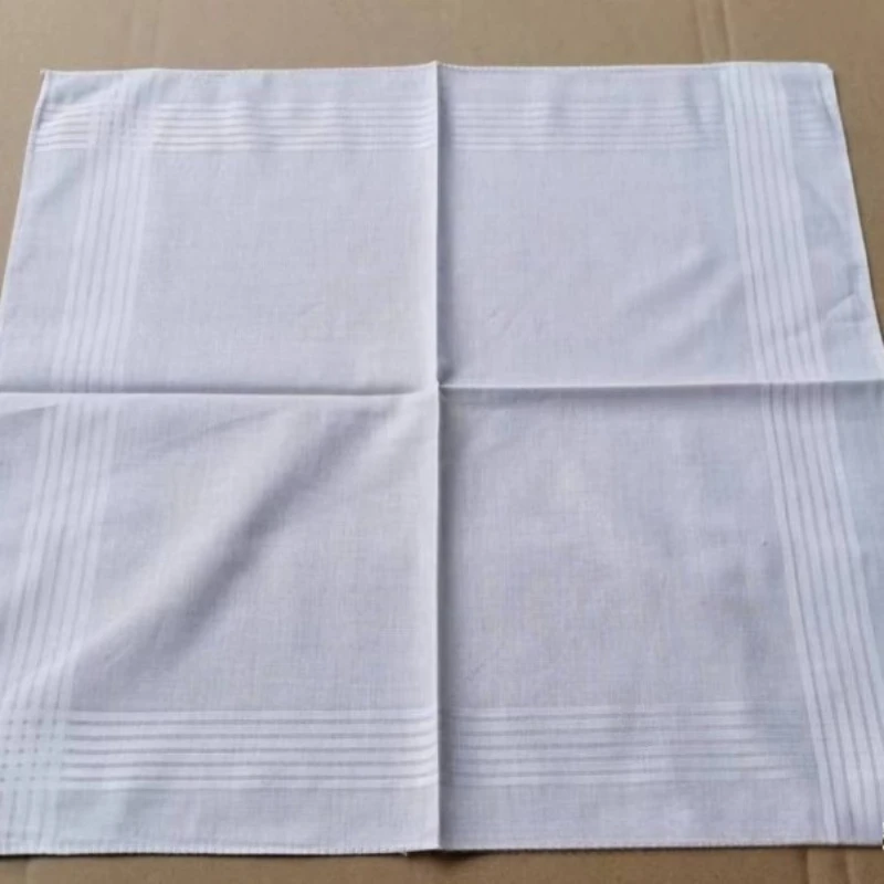 40cm White Handkerchief for Men 100 Cotton Pocket Square DIY Doodle Embroidery 12 Pieces Per Bag