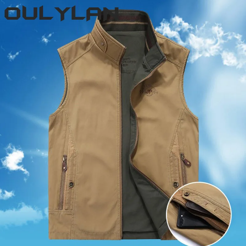 Oulylan Spring New Men's Vest Casual Clothing Fashion Thermal Business Jackets Man Autumn Sleeveless Jacket Tactical Work Vests