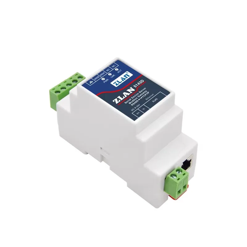 ZLAN5143D Small Size Din Rail Mounted Modbus RTU TCP Ethernet One Serial Port IoT Applications Modbus Communication Networking