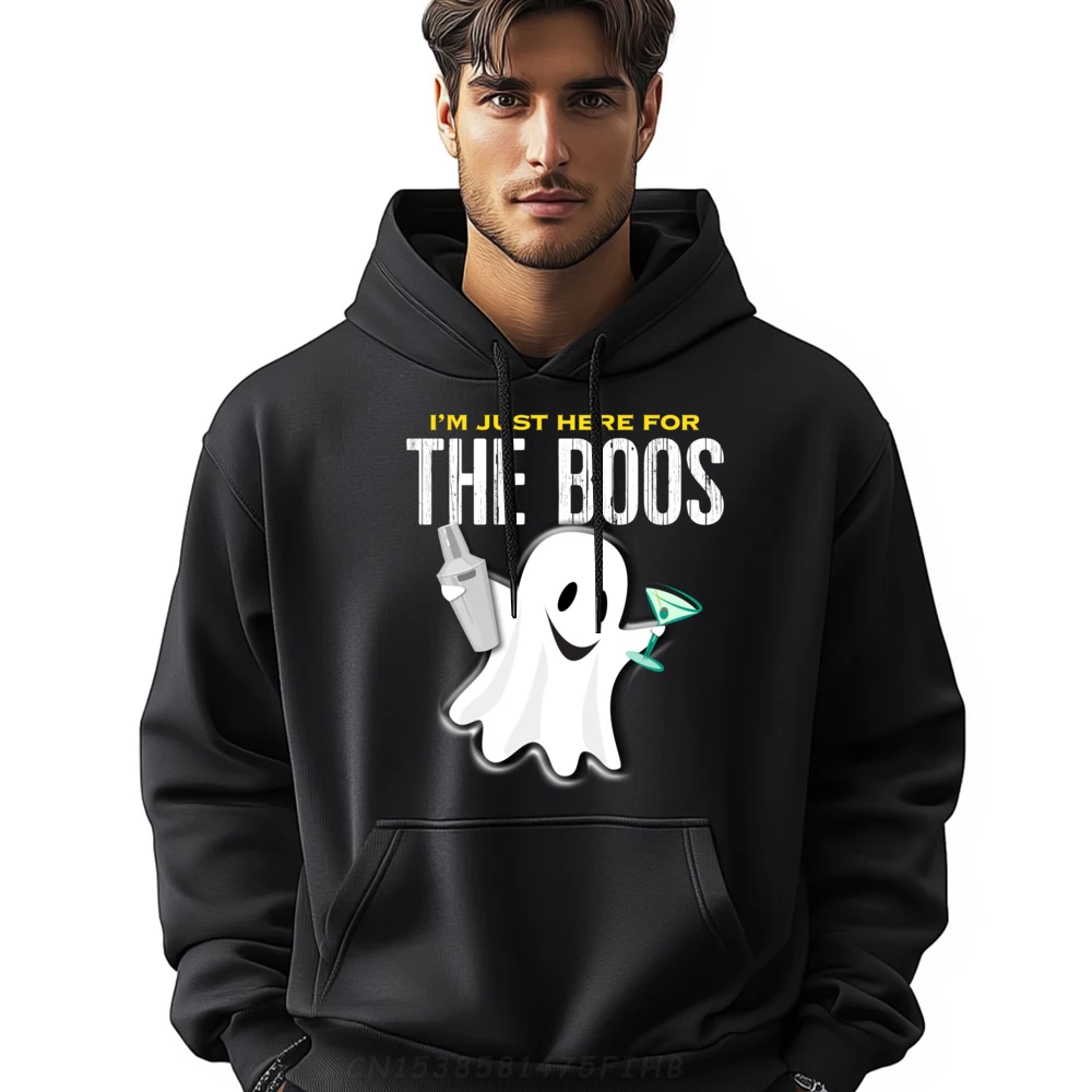 

I M JUST HERE FOR THE BOOS Halloween Martini Shaker Luxury Hoodies Men High Quality Men's Clothing Sweatshirts Geek