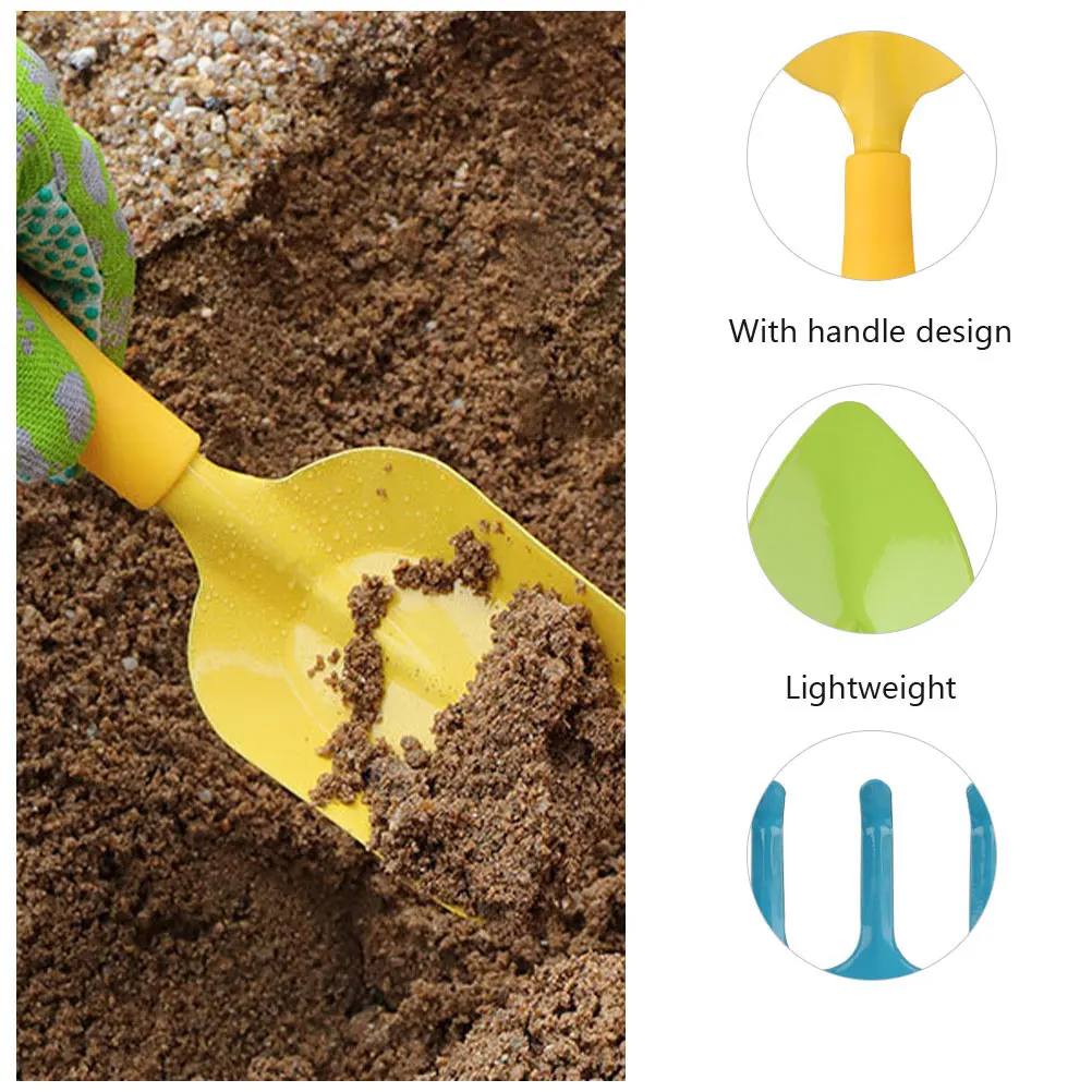 

3Pcs Children Shovels Lightweight PP Material Kids Gardening Beach Toys Practical Tools Colorful Rakes Small