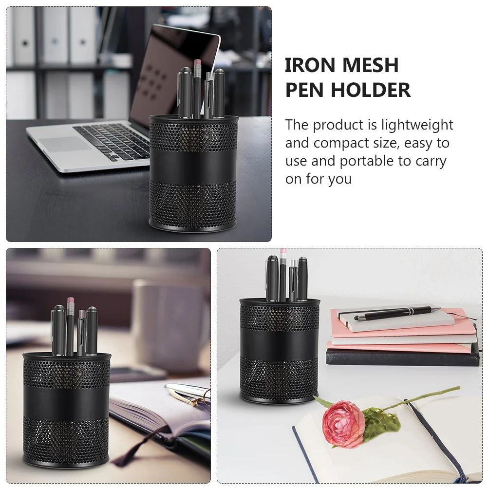 Imagem -05 - Round Metal Mesh Desktop Storage Prateleiras Pen Holder Home Organizer Ferro Papelaria Escritório Desktop