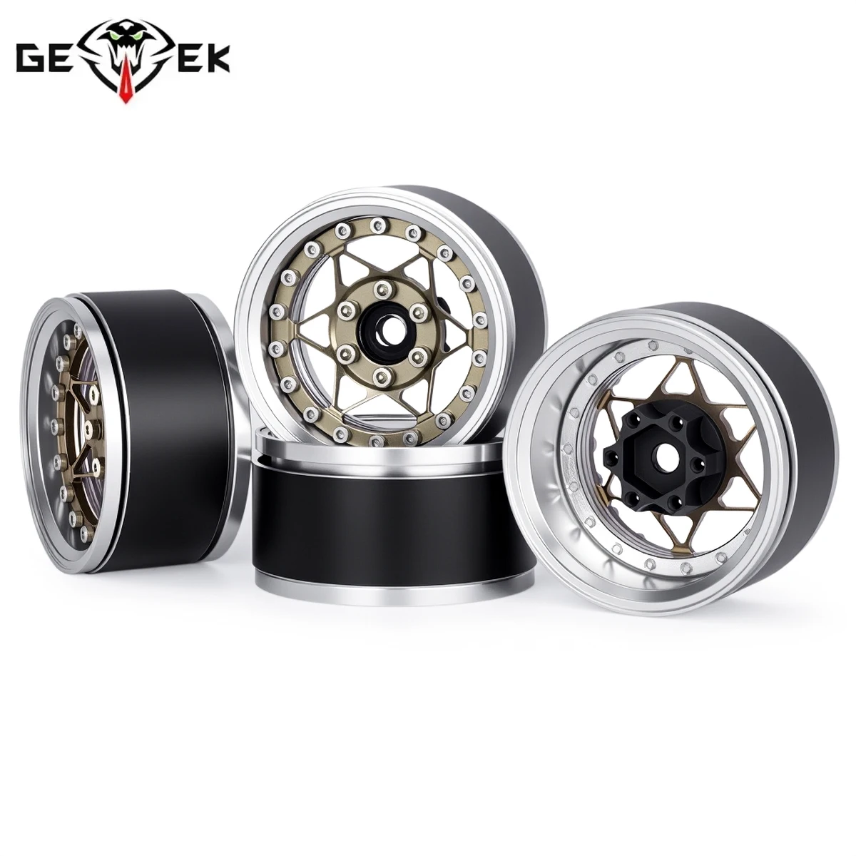 4Pcs CNC Aluminum 1.9 Beadlock Wheel Rim Hub for 1/10 RC Crawler Car TRX4 TRX6 Axial SCX10 Redcat Gen8 Upgrade Parts