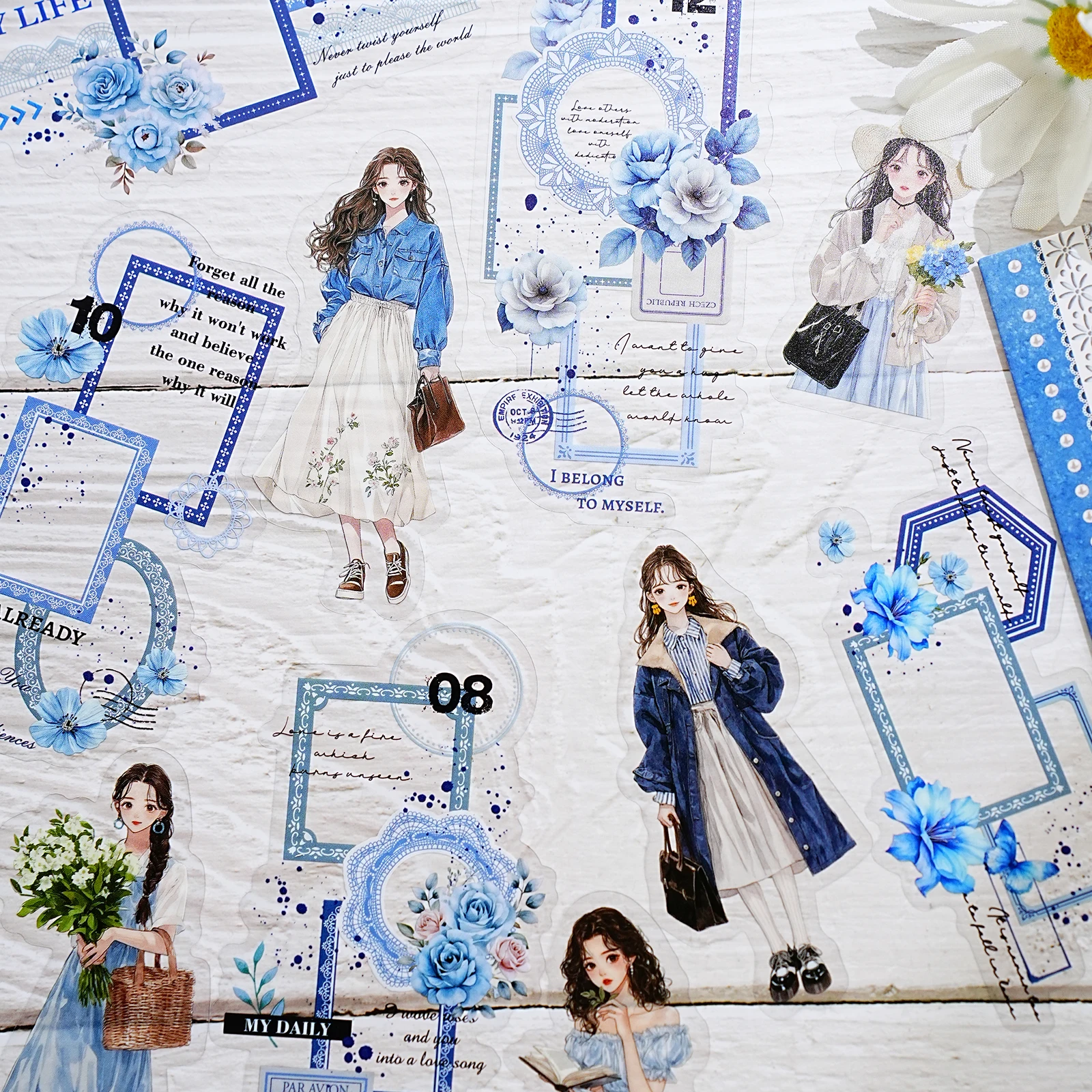 10 ชิ้นชุดสติกเกอร์กล้วยไม้และเด็กผู้หญิงที่สง่างามสำหรับแล็ปท็อป, เคสโทรศัพท์, หนังสือ, กระเป๋าเดินทาง, สมุดภาพ, ของตกแต่งเครื่องเขียน