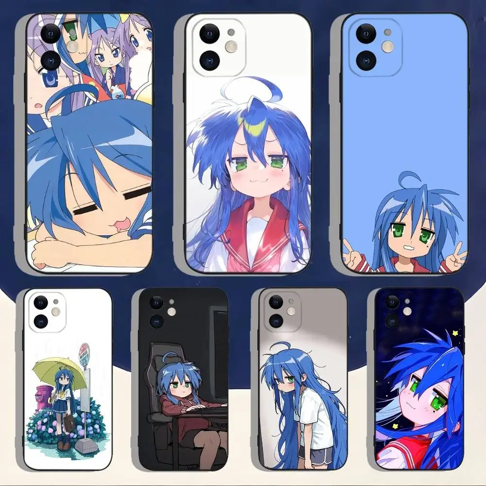 

Lucky Star Konata ANIME Phone Case For iPhone 16,15,14,13,12,11,Pro,Max,Plus,X,XS,XR,SE,8,7,Mini,Soft Silicone Black Case