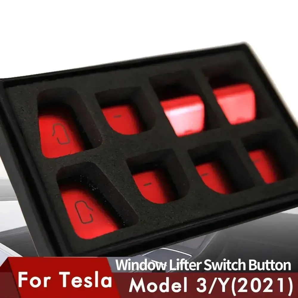 For Tesla Model 3 Model Y 2023 Car Window Lift Switch Button Sticker Door Button Sticker Interior Car Accessories