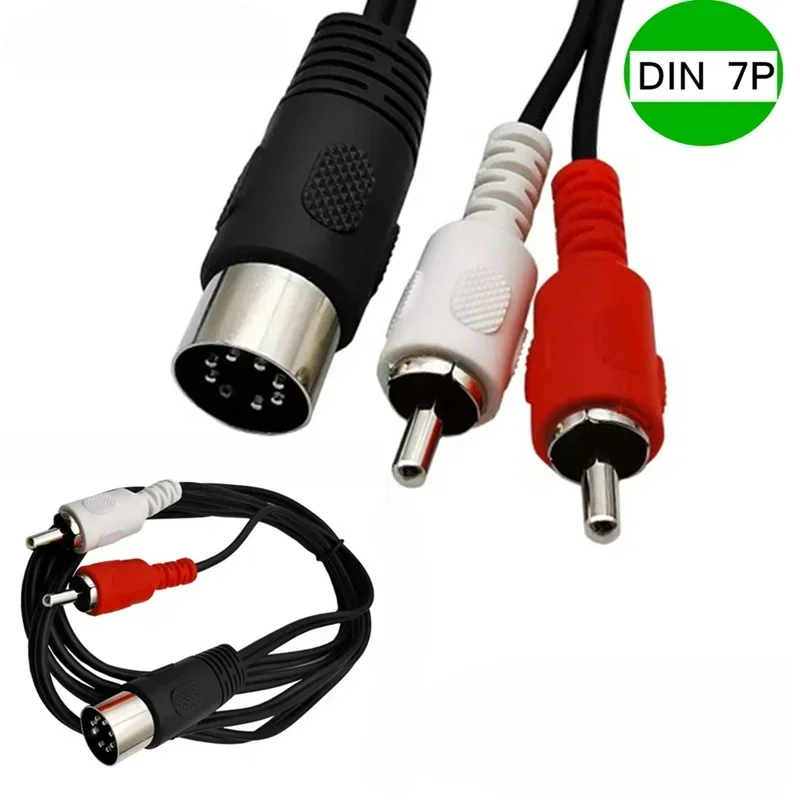 7-Pin DIN 7pin Male MIDI Cable To 2 Dual RCA Male Plug Audio Cable 0.5m/1/m/1.5m