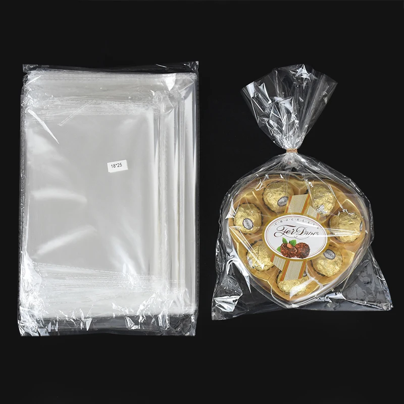 100pcs Large Transparent Opp Plastic Bags 18*25cm/20*30cm/25*35cm Clear Opp Cellophane Bag Christmas Gift Wedding Birthday Party