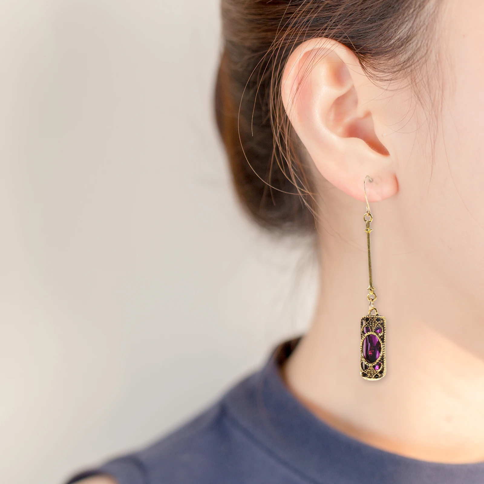 

Gem Earrings Women's Dangle Pendant Vintage Alloy Dangly for Woman Crystal Party Stone Jewelry Drop