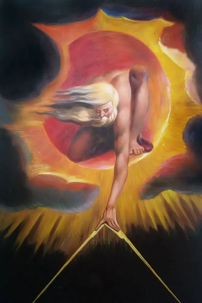 Hand Painted Canvas Oil Painting Wall Decor 'The Ancient of Days' by William Blake Unframed High Quality Artwork