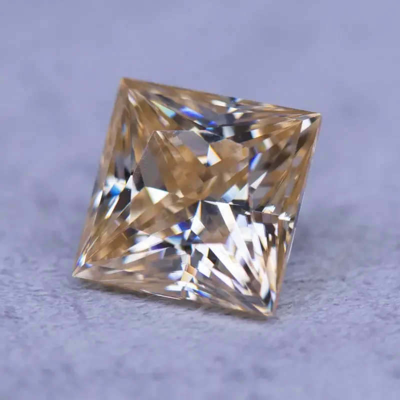 Moissanite Stone Natural Colour Princess Cut Tea Yellow Color VVS1 with GRA Certificate Charms Top Jewelry Making Materials