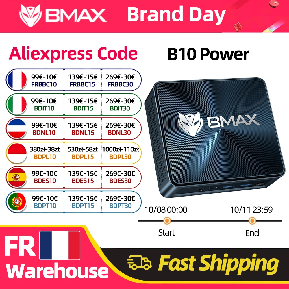 Bmax B10 Mini PC Potente Intel Core I9-13905H 24Gb RAM 1Tb SSD Wifi Bluetooth USB HDMI Type-C Windows 11 Pro