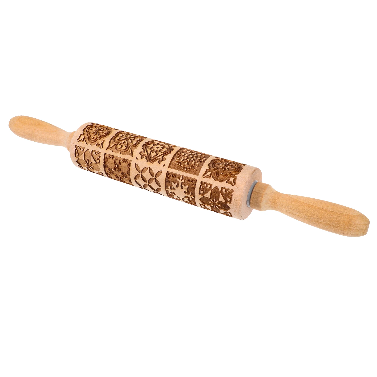 

1pc Embossed Rolling 38.5CM*5CM Roller For Baking Wooden Baking Pastry Dough Kitchen Tool Roller Practical Easy Handle