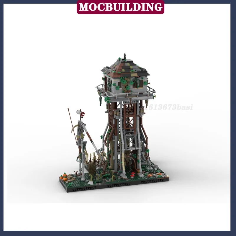 MOC City Abandoned Fire Fighting Watch Tower Modello Building Block Assembly Collezione di edifici Serie Regali giocattolo