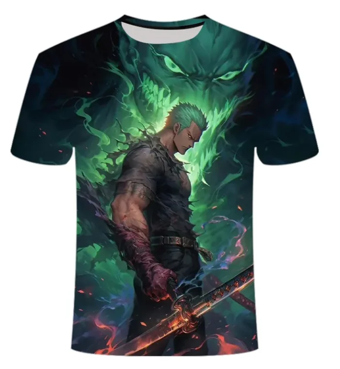 

One Piece T-shirt for Men, Summer Luffy, Zoro, Ace Anime Merchandise, Short Sleeve, Trendy Brand