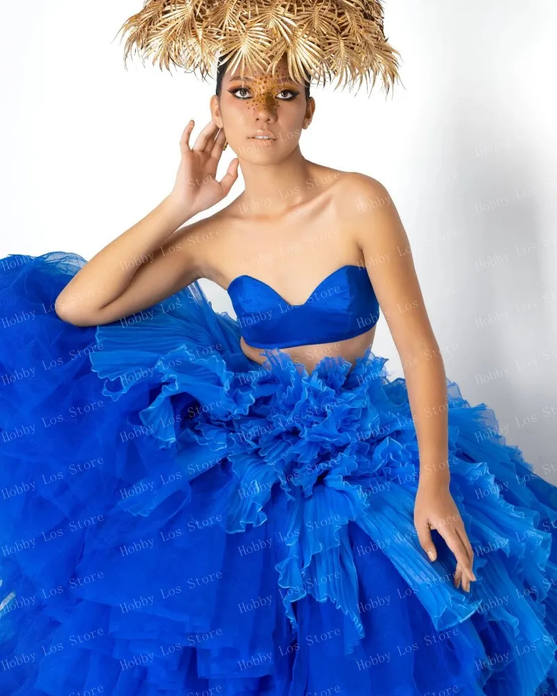 HOBBY Royal Blue Tulle Ball Gown Layered Ruffled Ever Pretty Floor Length Evening Skirt Custom Made Plus Size Prom Skirts