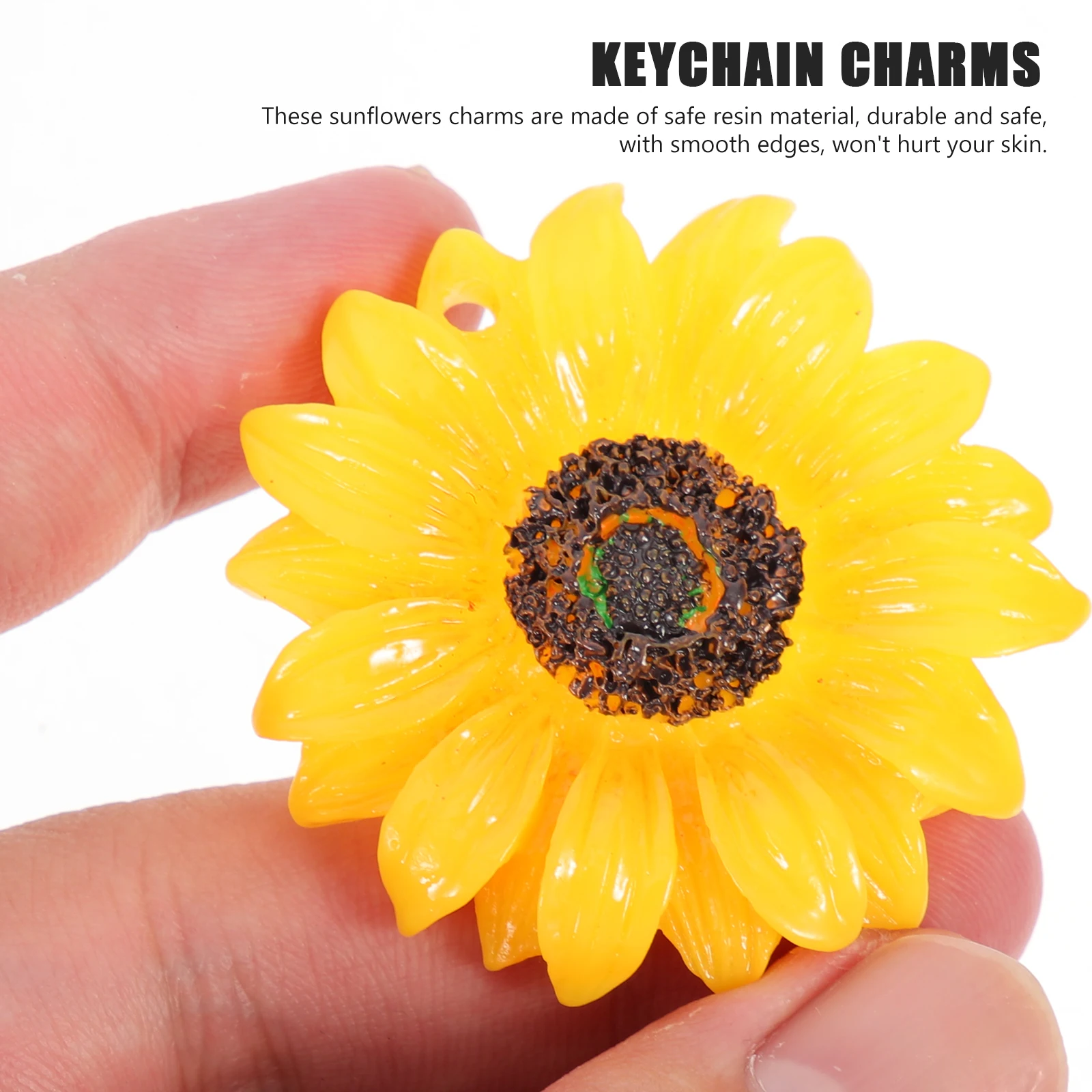 

10 Pcs Resin Sunflower Charms Keychain Decorative Pendant for DIY Craft Jewelry Making Bracelet Necklace Earring Accessories