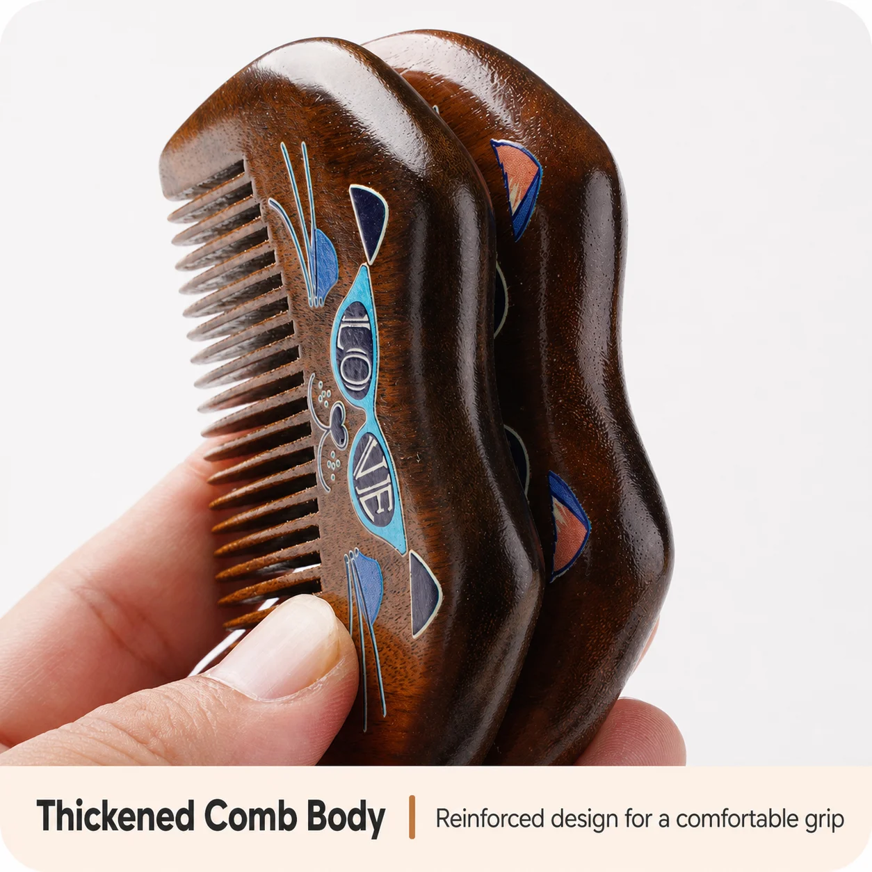 Cute Wooden Hairbrush Cartoon Animal Aesthetic Scalp Massager Floral Relief Inlay Handcrafted Portable Everyday Styling Pack