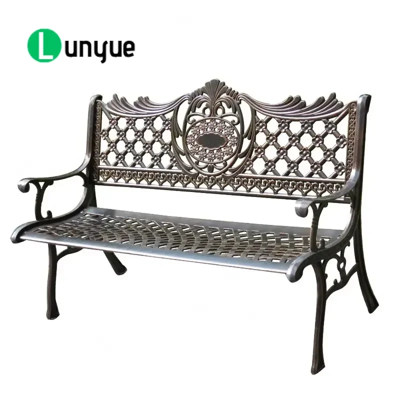 White Cast Aluminum Park Chair Outdoor Garden Public Lounge Stool Forest Landscape Dining Furniture Durable Weather Resistant