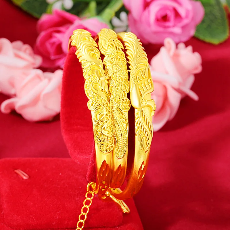 

Comfortable Fit Peacock Spreading Adjustable Bracelet For Women 24K Gold AU999 | Fits wrist well, comfortable for long wear