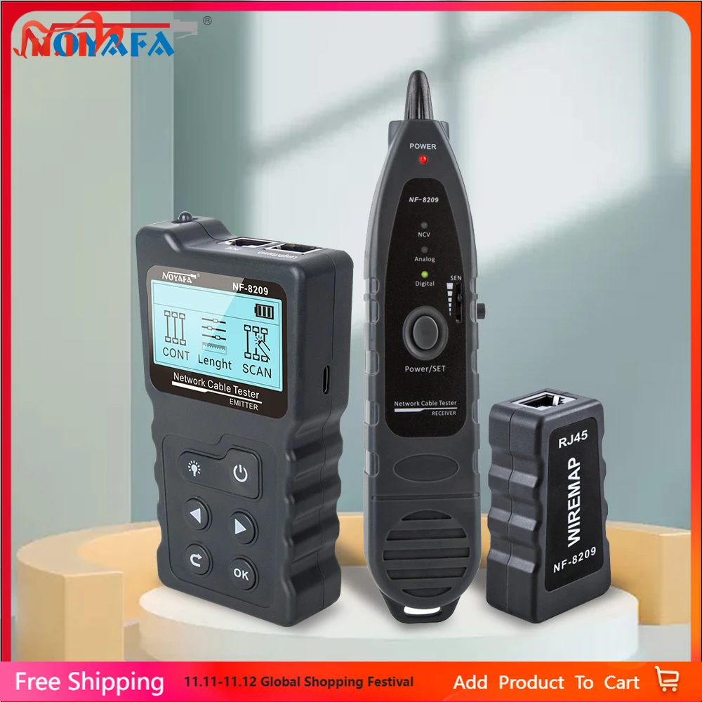 NOYAFA صافي خط الشبكة NF-8209 كاشف خط الدورية أداة قياس الخط متعدد الوظائف POE المضادة للتدخل