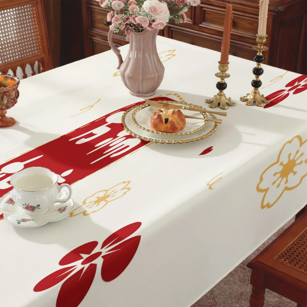 VIKAMA chinesische festliche winddichte ölbeständige rechteckige Tischdecke, alle besten Tischdecken mit Retro-Blumenmodellen