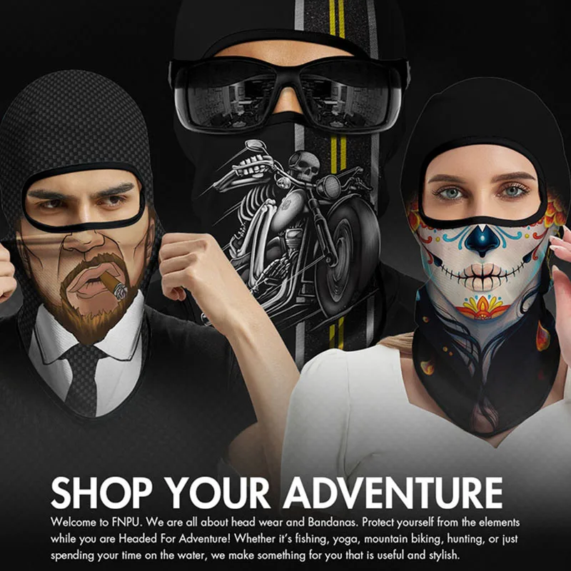 3D Funny Mask Motorcycle Face Cover Ski Mask Joker Skull Balaclava Headgear Outdoor Hiking Camping Neck Gaiter Bandana Scarf Men