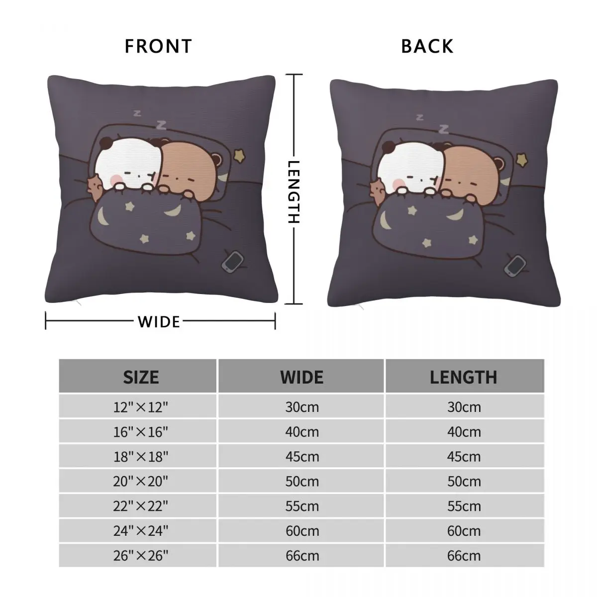 Adorable Panda Bear Sleeping Square Pillowcase Polyester Linen Velvet Creative Zip Decor Pillow Case Car Cushion Cover