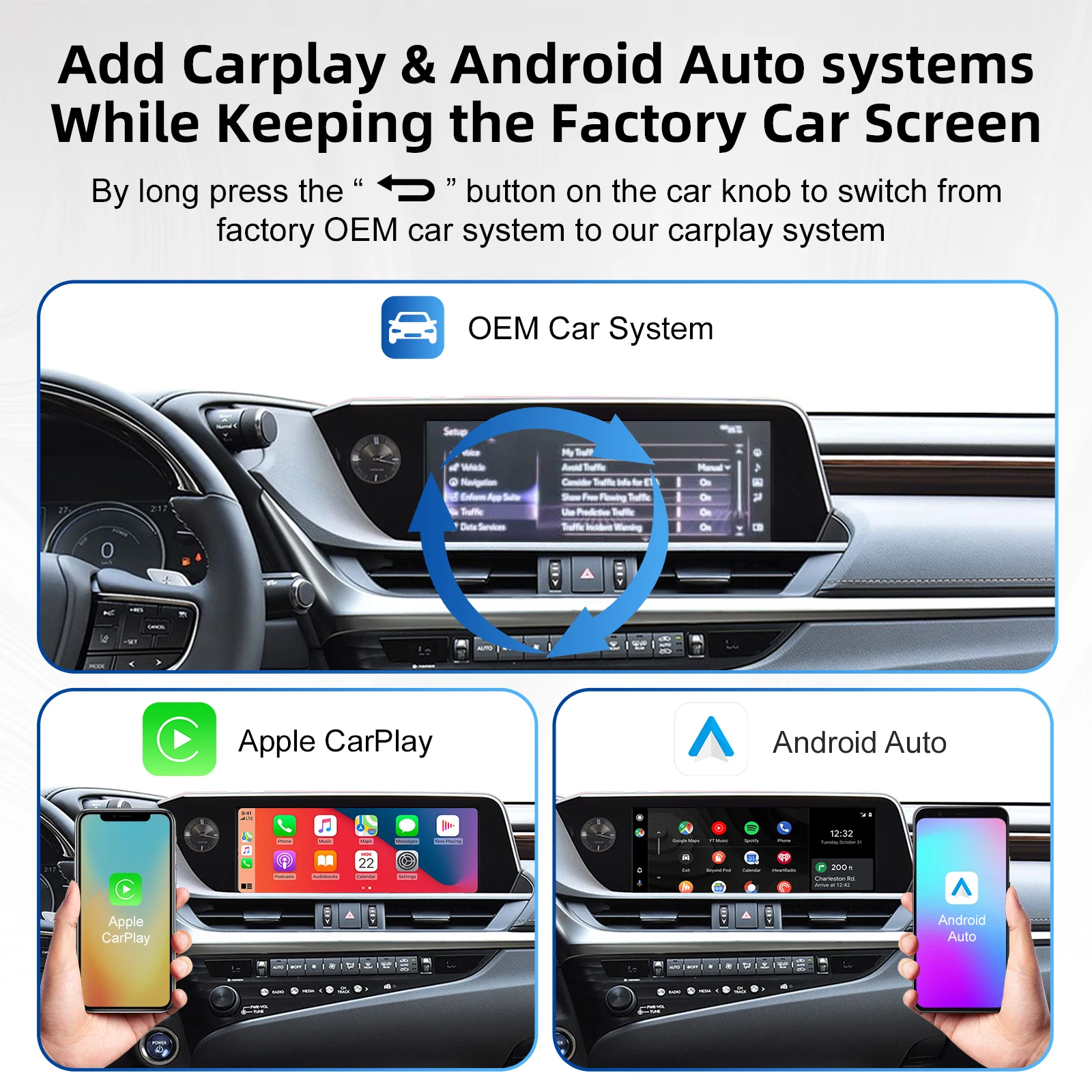 Ezonetronics Wireless CarPlay Android Auto retrofit kit decoder box CarPlay Interface for Lexus ES/UX/NX/IS/RX/GX/RC 2014-2021