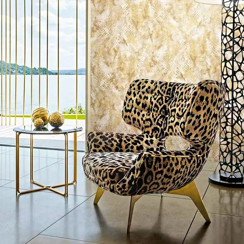 #Exclusive for Modern Living Rooms and Villas: Italian Luxury Leopard - Print Casual Fabric Armchair