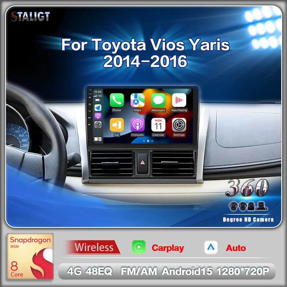 

Autoradio 2Din Android Multimedia Player Car Radio Carplay For Toyota Vios Yaris 2014 2015 2016 Android Auto Wireless GPS FM AM