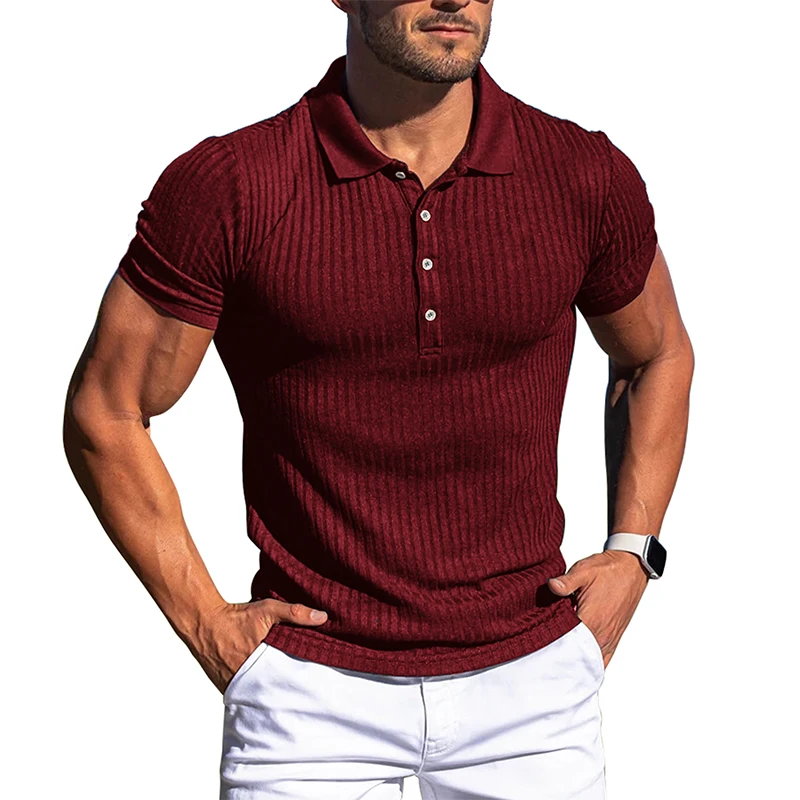 New Design Cotton Plus Size Summer Men's Solid Stripe Short Sleeve Polo Basic Shirts for Men Stand Collar Sweatshirts Golf Shirt