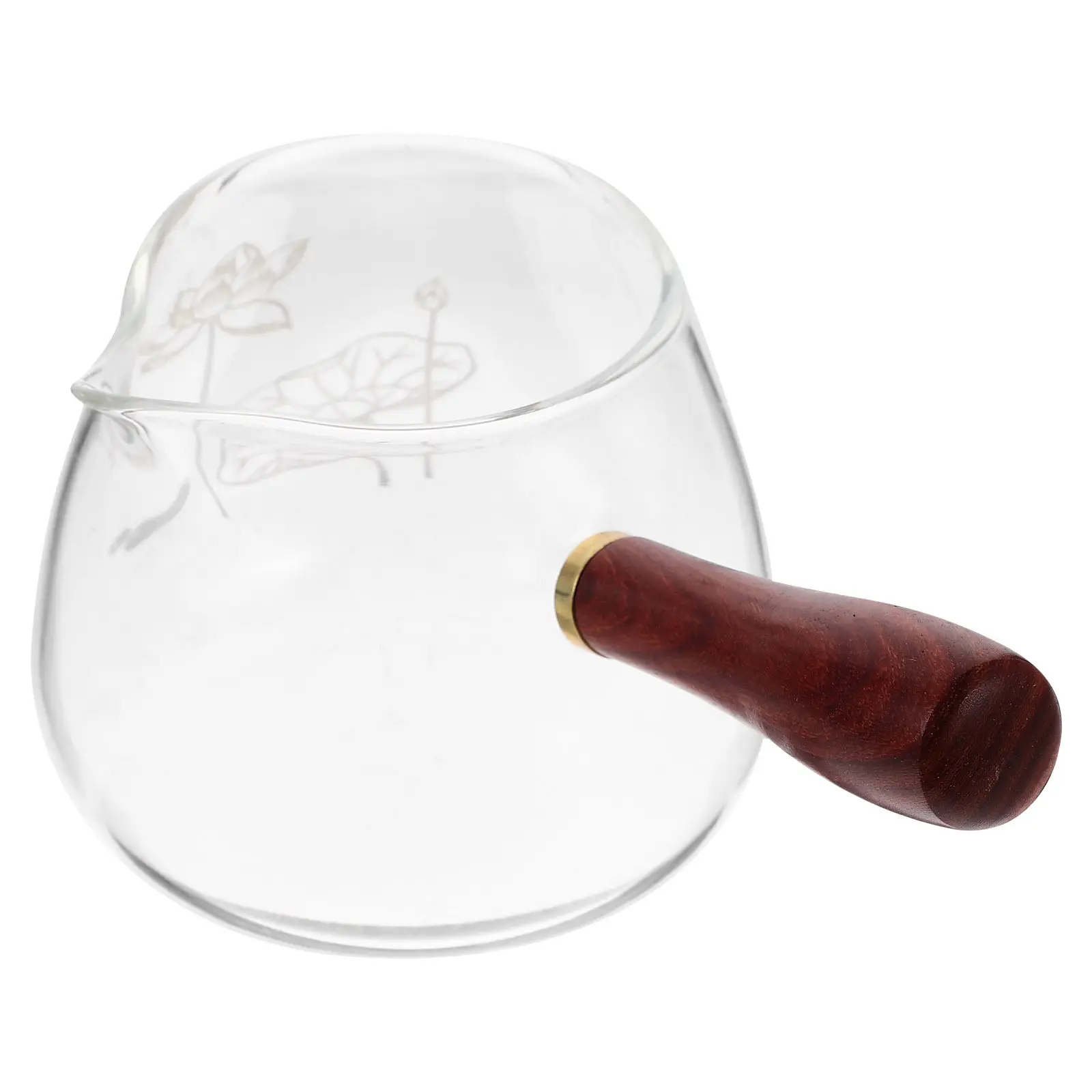 1Pcs Transparent Borosilicate Glass Milk Cup with Wooden Side Handle Heat Resistant Coffee Tea Cup for Daily Use