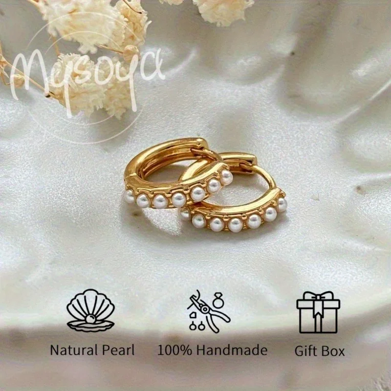 

MYSOYA мини-серьги с жемчугом в простом стиле с подарочной коробкой, серьги для женщин, свадебные украшения на день рождения, подарок