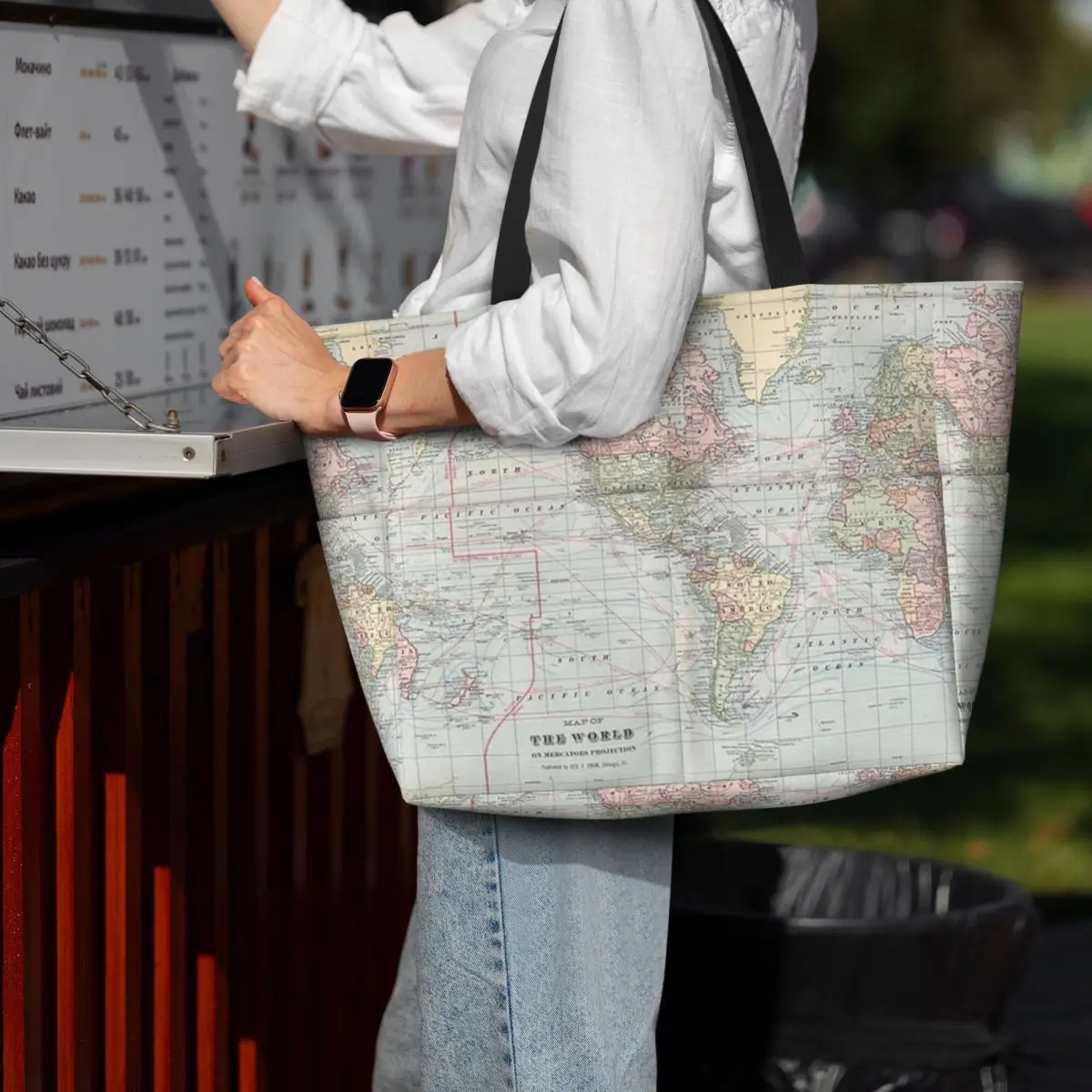 خمر خريطة العالم 1901 حقيبة حمل على الشاطئ حقيبة رياضة رياضة اليوغا واق من المطر حقيبة حمل كبيرة المرأة حقيبة سفر حقيبة اللياقة البدنية