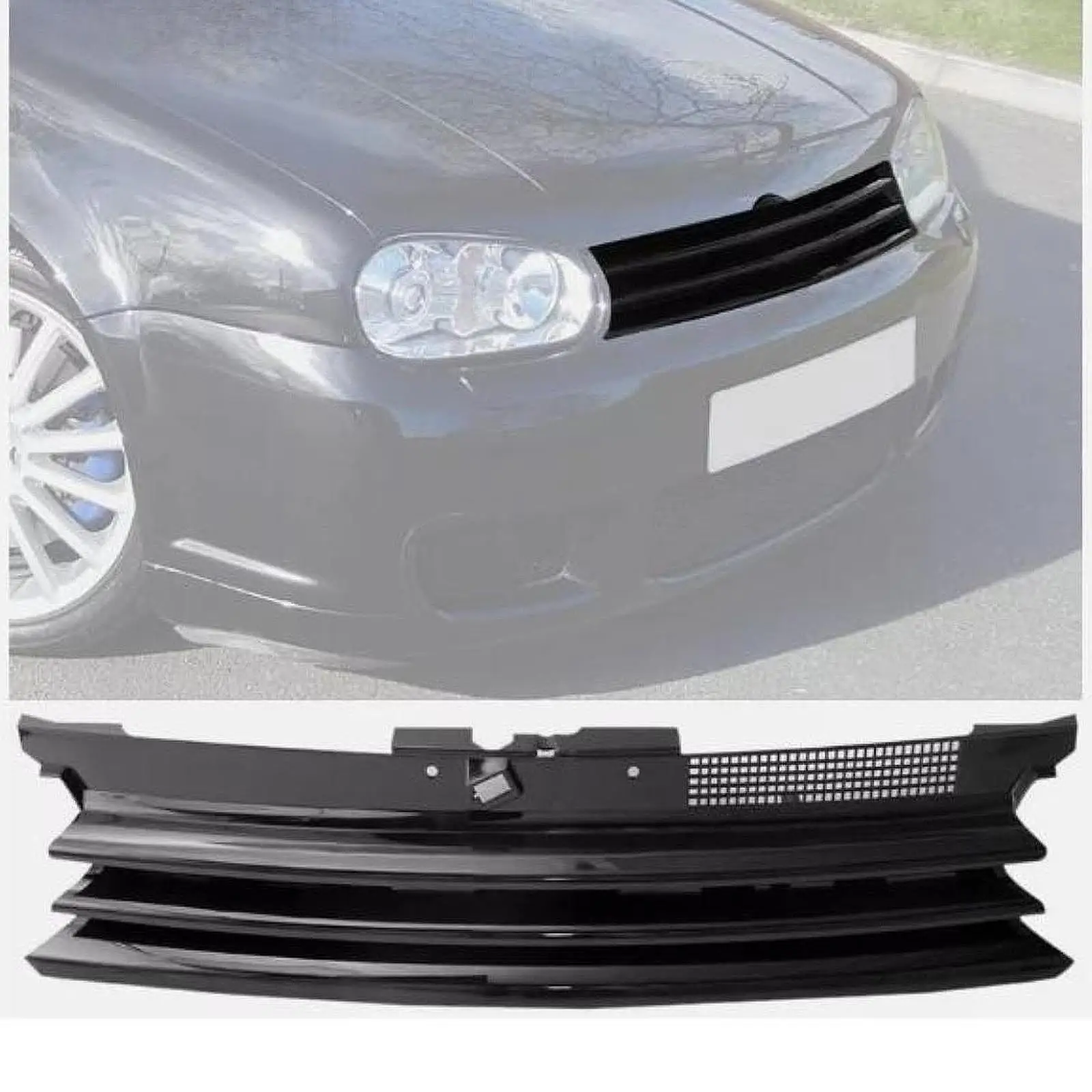 1J0853655G Car Grill Front Hood Grille,Sturdy Replacement Grille Grill Shell Molding Trim Black Compatible for MK4