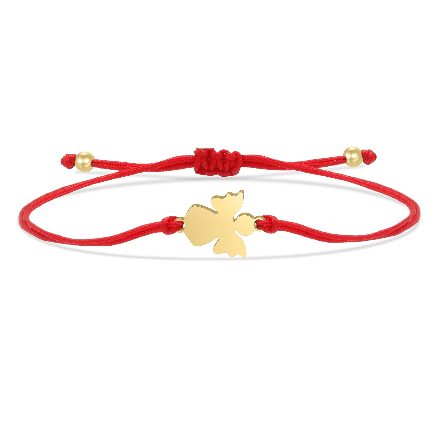 Gold-plated Stainless Steel Angel Wing Charm Adjustable Bracelet Women 2024 New Fashion Red String Handmade Friendship Jewelry