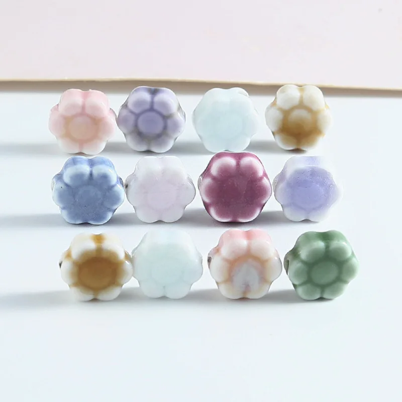 10PCS Fresh Daisy Ceramics Beads Loose Spacer Beads For Jewelry Making DIY Bracelet Necklace Accessories 2024