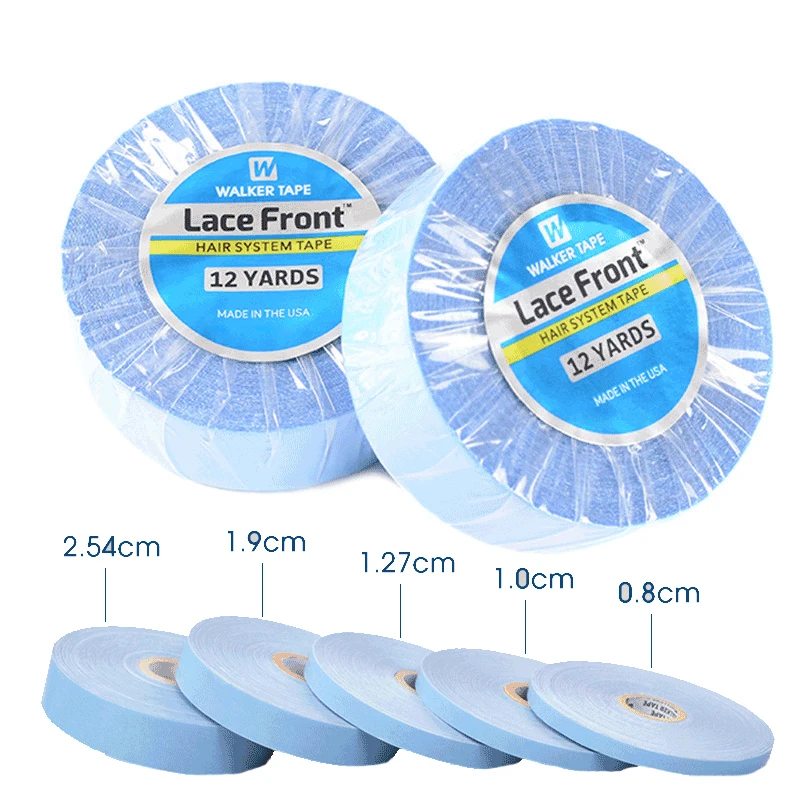 Double Sided Tape For Lace Front 12 Yards Blue Hair Tape Strips For Toupee Waterproof Adhesive Materials Wig Tape Wig Front Glue