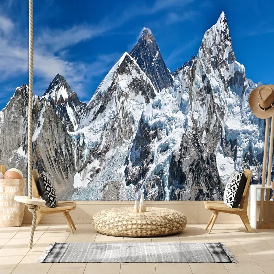 

Self Adhesive Optional Wallpapers for Living Room Modern Snow Mountain Landscape Contact Paper Wall Papers Home Decor TV Murals
