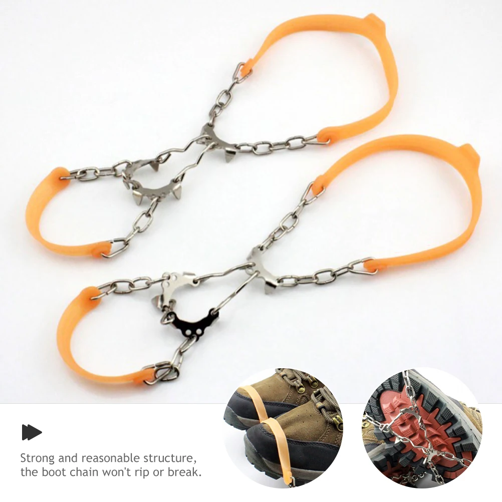 

2pcs Crampon Shoe Covers High Tensile Silicone Metal Chains for Shoes Ice Traction Devices Snow Cleats Boot Spikes Hiking