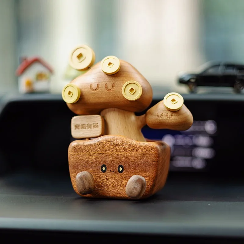 For Solid Wood Cash Cow Ornament, Creative and Cute Healing Workstation Tide Play Figure Birthday Opening Gift