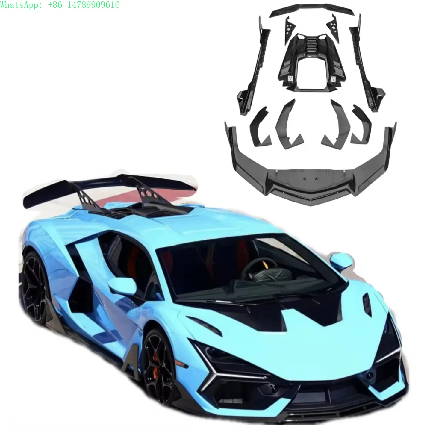 DK Style Dry Carbon Body Kit for  Revuelto Front Lip Spoiler Hood Sideskirt Rear Trunk Cover Bodykit