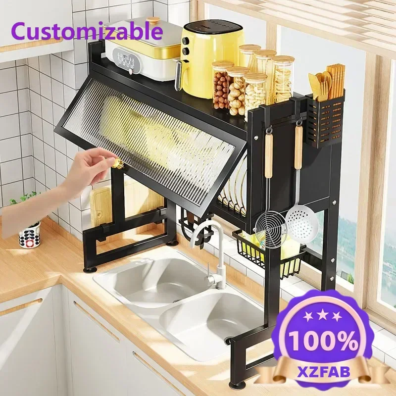 Factory Direct 2026 Practical Over Sink Countertop Kitchen Storage Shelf Multifunctional Organizer Cabinet Door Sink Shelf Metal