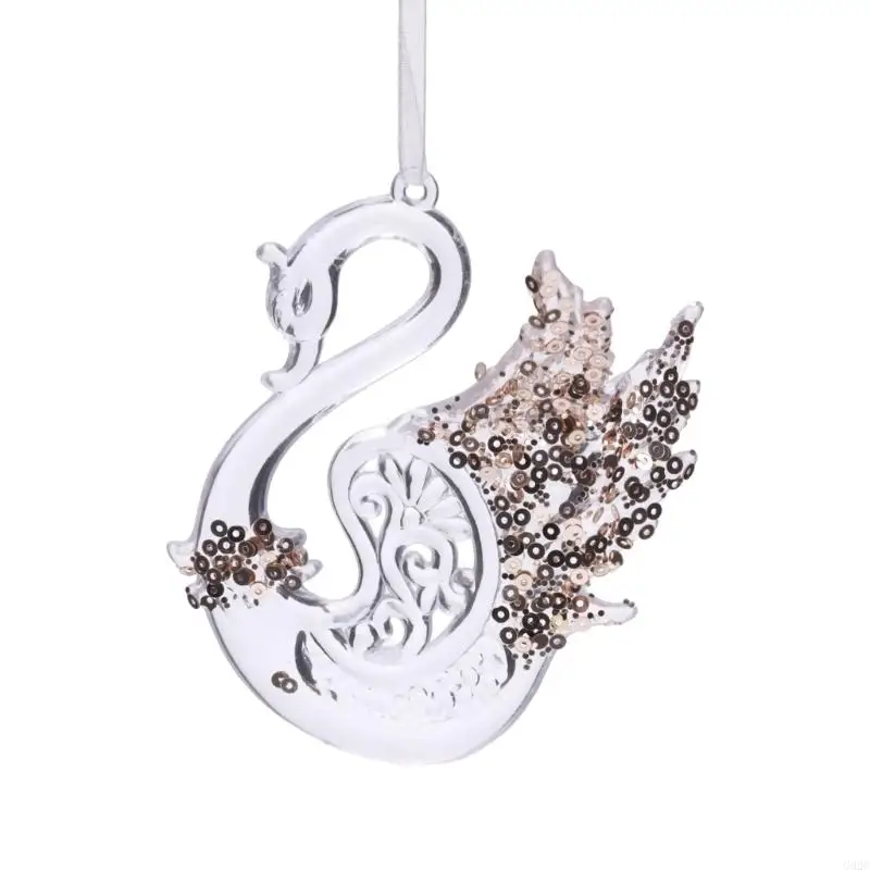 G92C Clear Gold Fill Christmas Ornament Hanging Tree Accent with Light-Catching Holiday Finish for Wreath Window Use