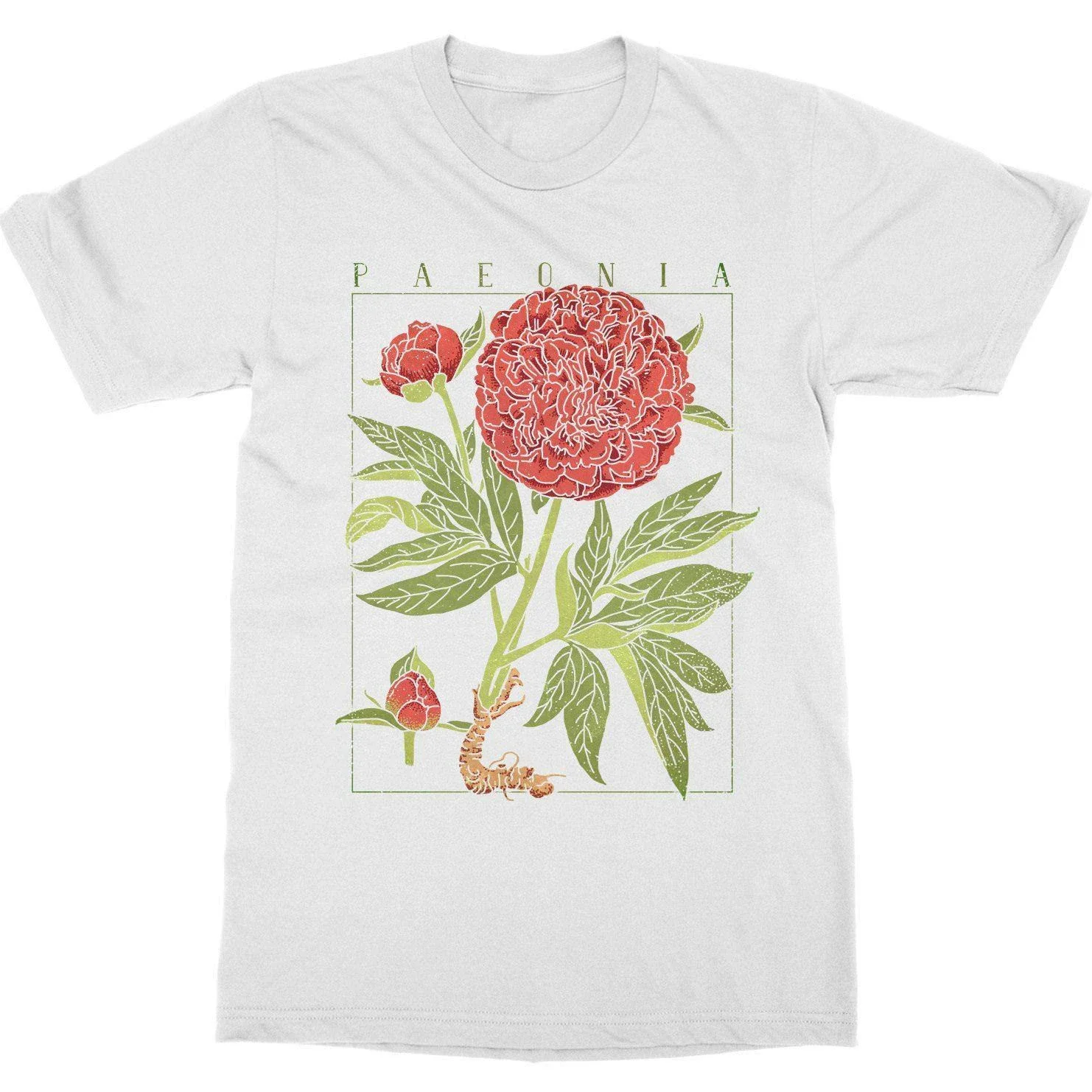 Botanical Garden Peony Plant Botany Bloom Fruit Grow Print T Shirt 100% Cotton Short Sleeve O-Neck Casual T-shirt Size S-3XL