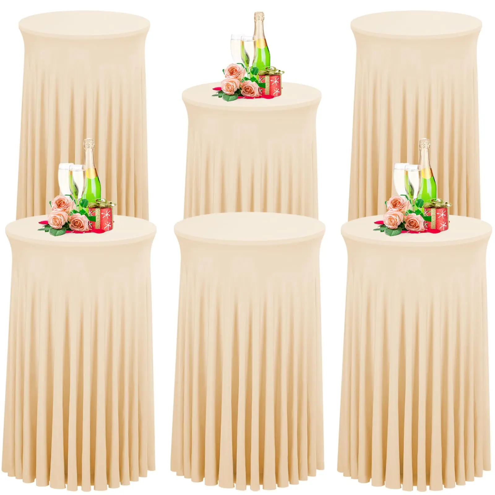 

Cocktail Table Covers, Spandex Stretch Round Cocktail Tablecloths Stretch High Top Bar Table Skirt for Wedding Party Banquet