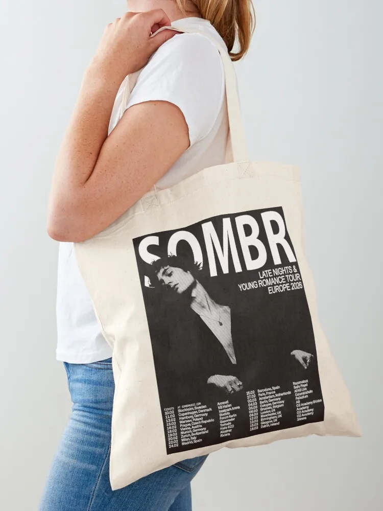 Sombr Tour 2026 حمل حقيبة تسوق طباعة التصميم الأصلي الأبيض للجنسين السفر قماش حقيبة عادية التنقل حقائب اليد المحمولة #3