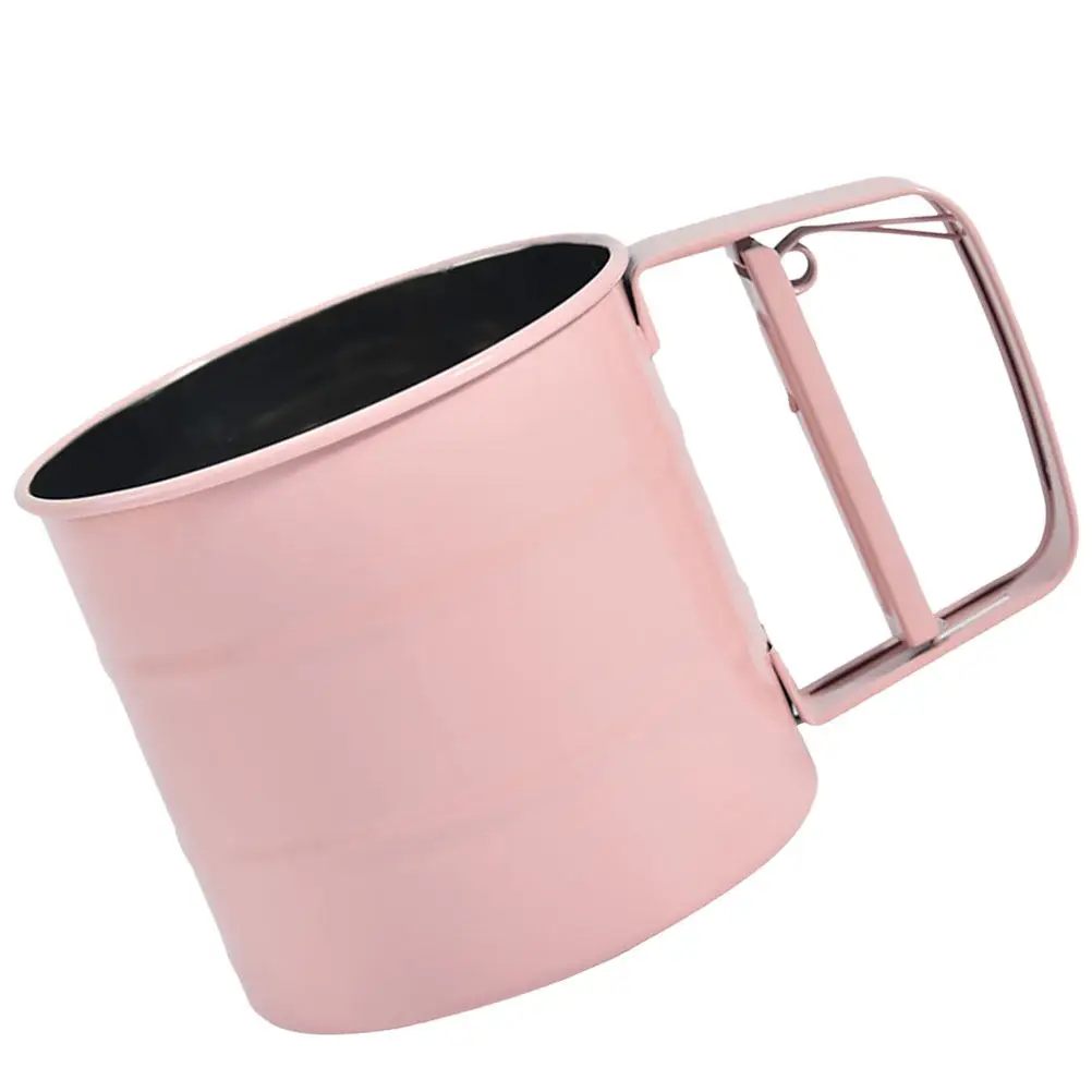 1Pcs Semi-Automatic Stainless Steel Handheld Flour Sifter Powder Strainer Baking Filter for Bread Cookies Cake Pizza Dough